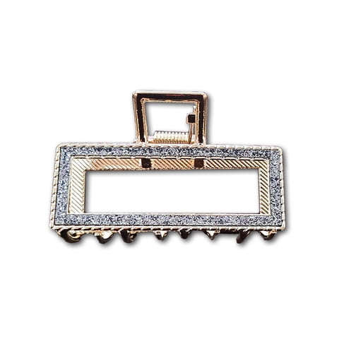 Besty - Traba Metálica Garra Rectangular Brillo Para Cabello Azul Marino