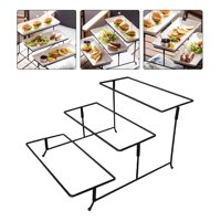 Genérica - 3 Piso Metal Soporte De Exhibición Para Comida Organizador Negro