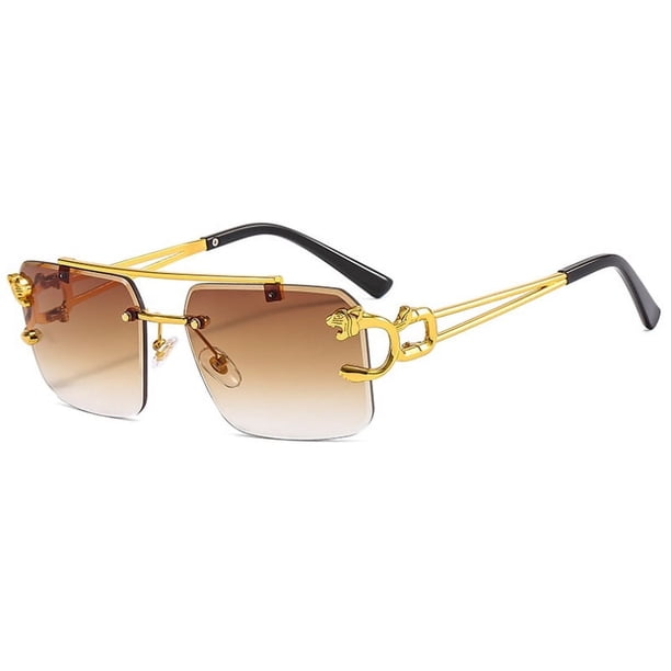 ENSARJOE Men's Fashionable Tinted Square Rimless Glasses - Perfect for Outdoor Activities and Protecting Your Eyes