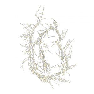 Magideal - Guirnalda Navideña Con Cuentas De 6,5 Pies, Guirnalda Festiva Con Cuentas De Bayas, Decoración Navideña Para Fiesta Al Aire Libre, Decoración Del , Color Nacarado