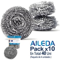 Set 4 Virutilla Aileda Esponja De Acero Para Olla Y Cocina (En Total 40 Unidades)