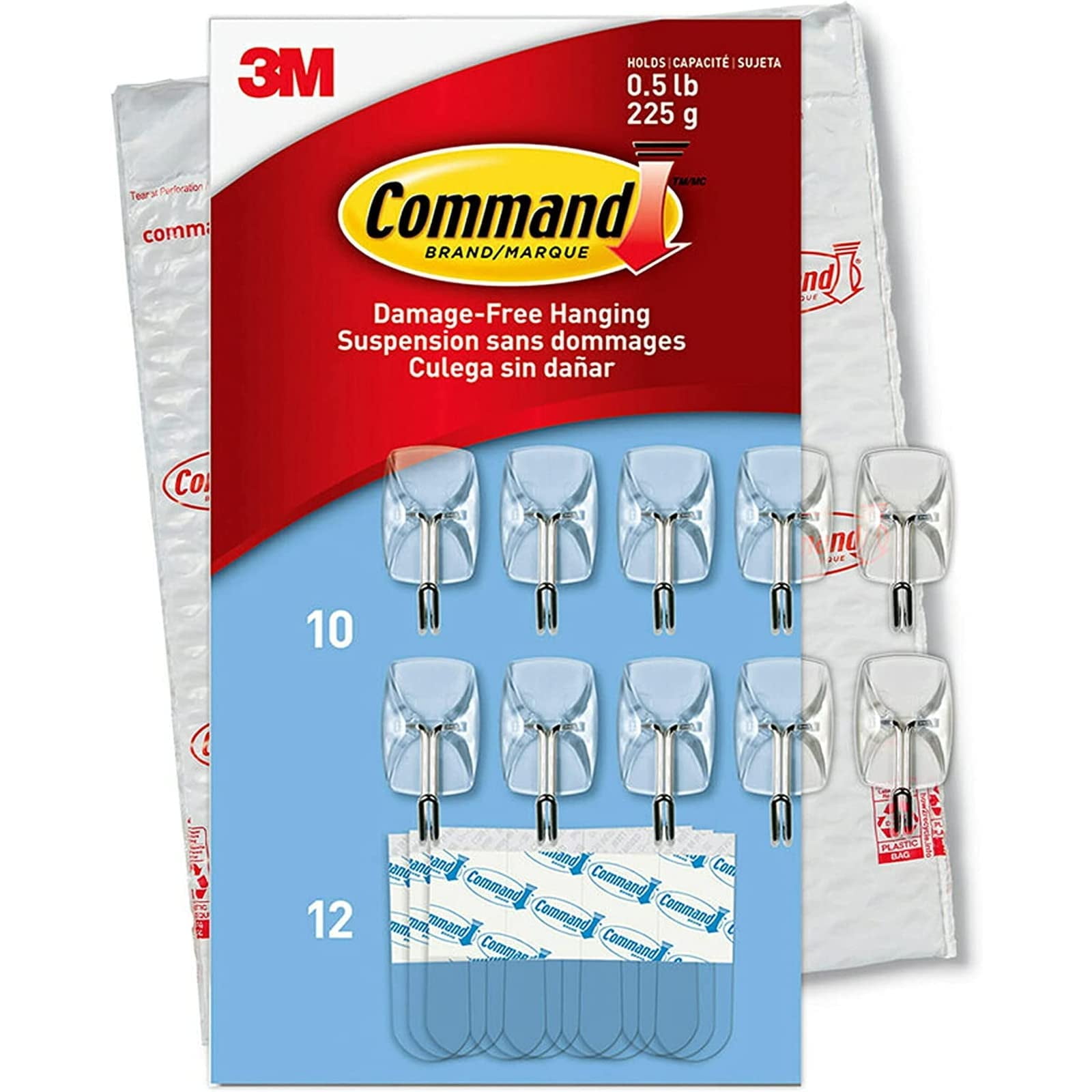 Ganchos De Pared 3m Command, Pequeños, De Alambre Transparente, Con 10 Ganchos