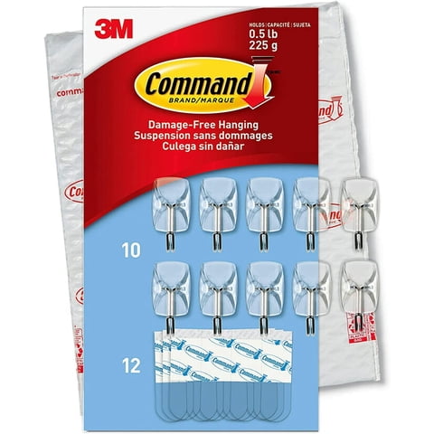 Ganchos De Pared 3M Command, Pequeños, De Alambre Transparente, Con 10 Ganchos