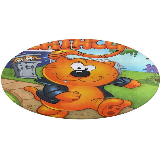 Heathcliff y los Gatos Catillac Alfombra Redonda de Felpa Coral, Antideslizante, No Desprende Pelusas, Lavable y Duradera para Salón, Dormitorio y Habitación de Niños 60cm