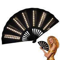 Unbrand - Led Light-Up Folding Fan - 24 Open Width Illuminated Hand Fan With Vibrant Color Display, Collapsible Design For Raves, Festivals, Stage Performances, Night Parties & Costume Events