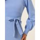 thumbnail image 5 of INSPIRE CHIC Vestido de Mujer de Punto Cuello Redondo Linterna Manga 3/4 con Cinturón Dobladillo Plisado Tallas XS Azul Haze, 5 of 6