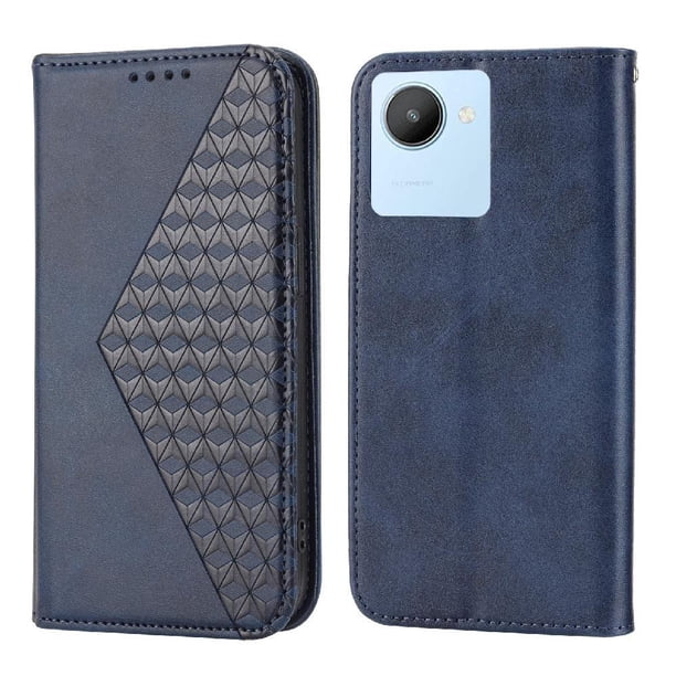 Funda Flip FOXDOCK para Realme C30 , Estilo Billetera con Diseño Rombo, Correa de Mano y Soporte, Uso Diario