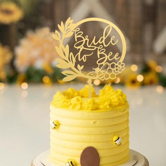 Adorno para pastel XIASILI "Bride to Bee" en acrílico dorado