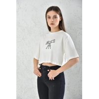 Home Fashion - Polera Mujer Blanca Crop Manga Corta Talla S