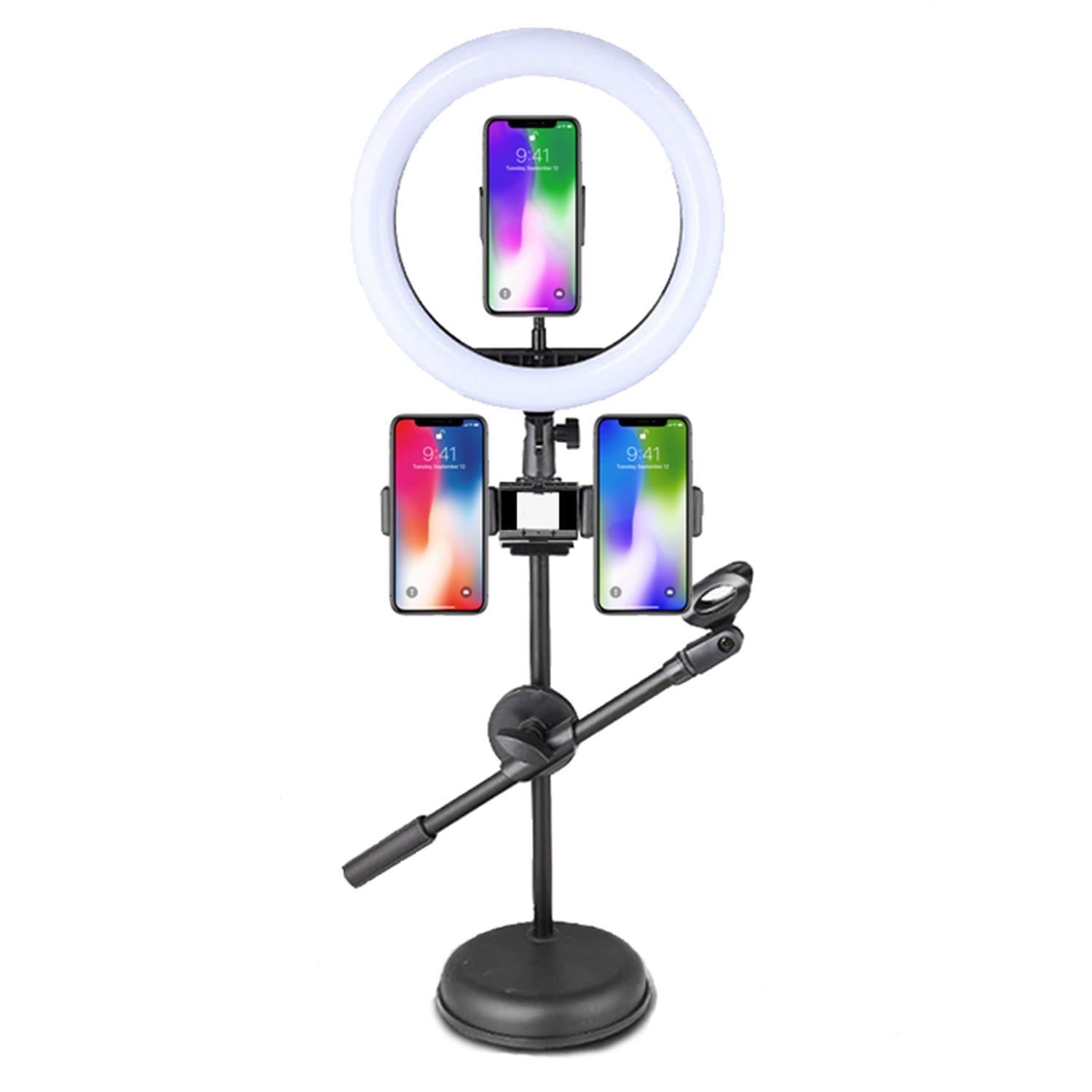 Newo - Soporte Stand Micrófono Celular Aro Luz 26 Cms