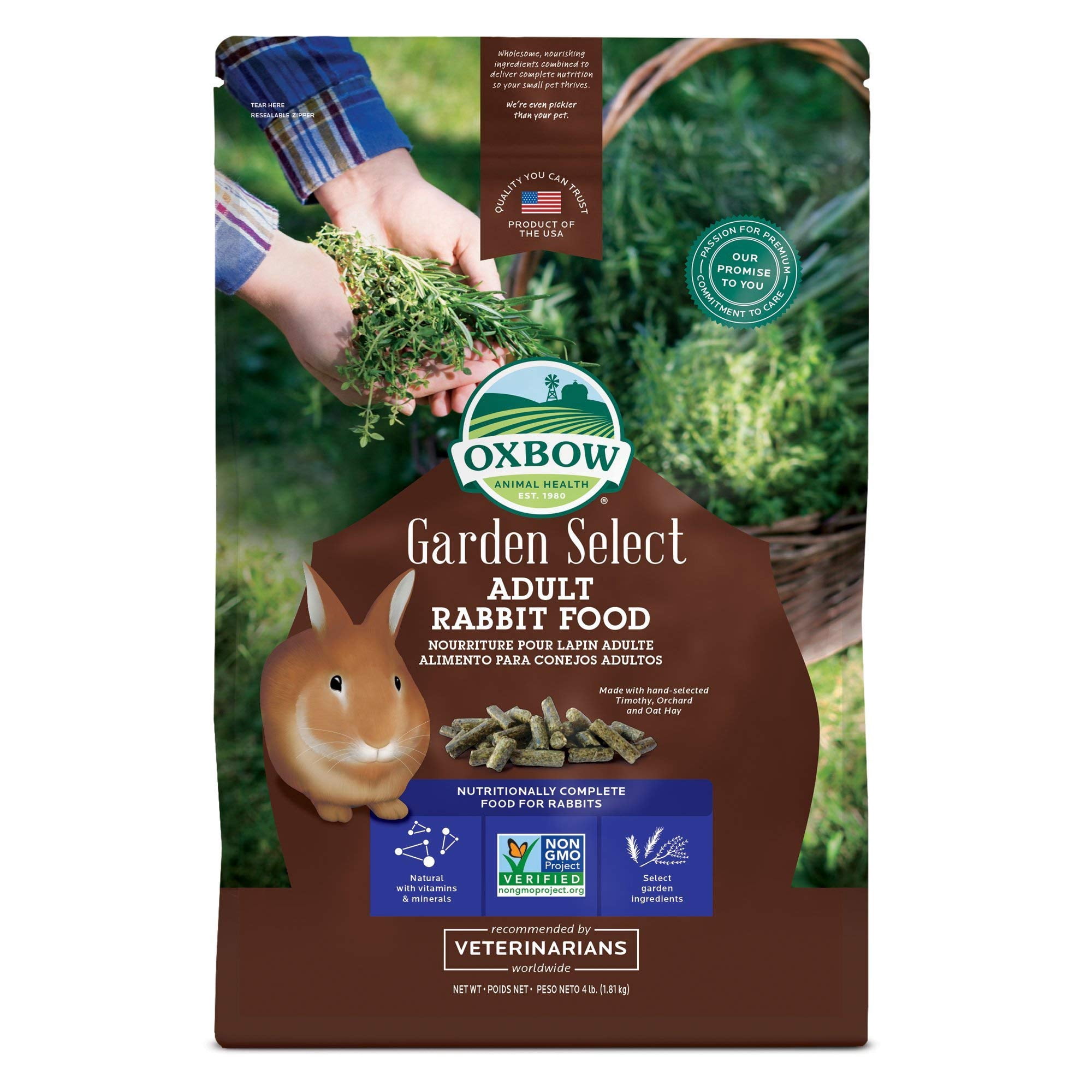 Comida Para Conejos Oxbow Animal Health Garden Select Para Adultos, Bolsa De 1,8 Kg