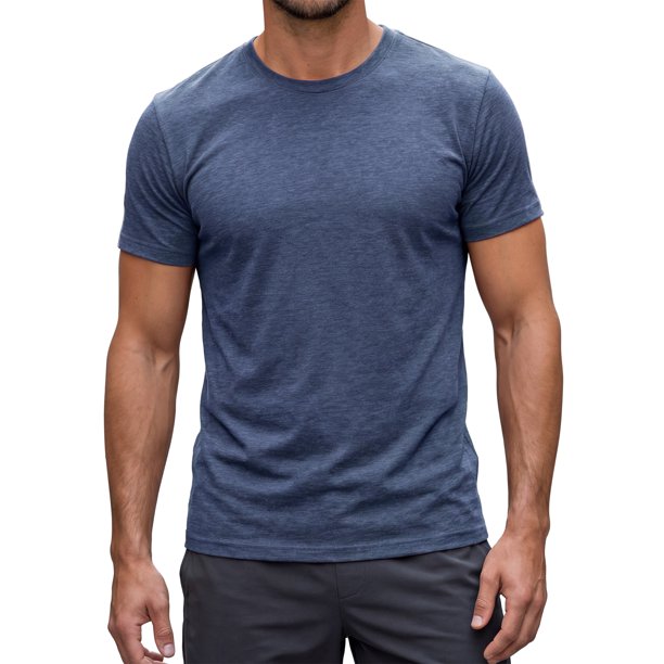 Camiseta de Cuello Redondo para Hombre INSPIRE CHIC Manga Corta Casual Ligera M Azul Oscuro