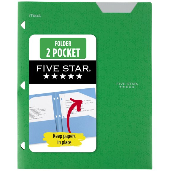 Carpeta Five Star de 2 bolsillos, plástico, verde bosque