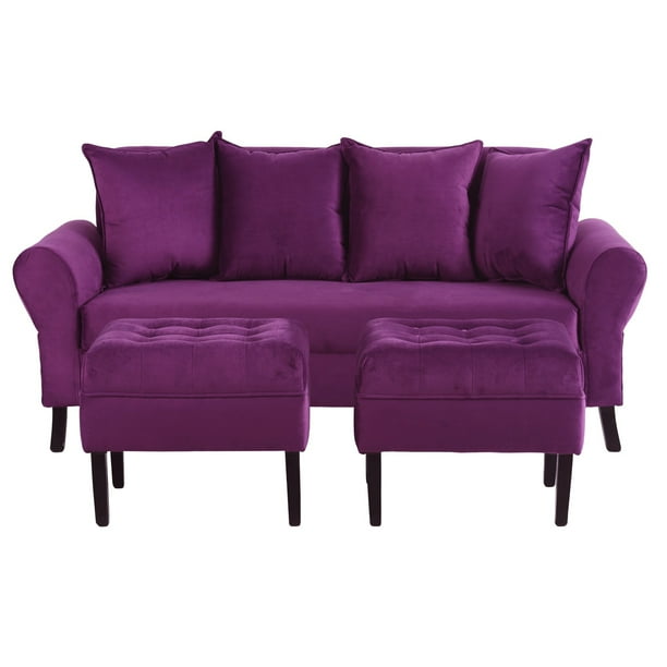 Sofa Lua 3c Pouf Felpa 20 Morado Lider