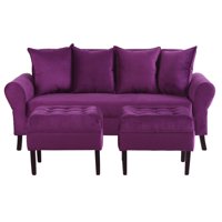 Bodevir - Sofa Lua 3C + 2 Pouf Felpa 20 Morado