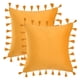 thumbnail image 1 of REGALWOVEN Paquete de 2 fundas de cojín decorativas de terciopelo suave sólido con borlas para sofá, dormitorio, sofá amarillo 20" x 20", 1 of 6