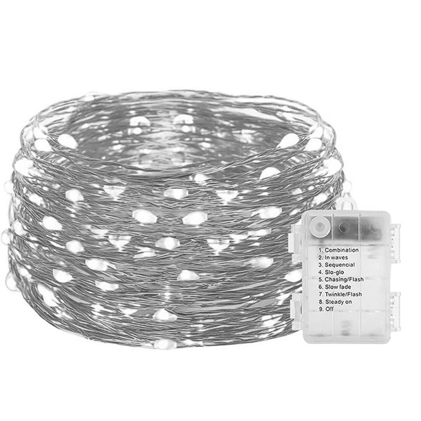 Guirnalda de luces LED con enchufe USB y control remoto, 10 metros, 100 LED, luces parpadeantes para dormitorio navideño.