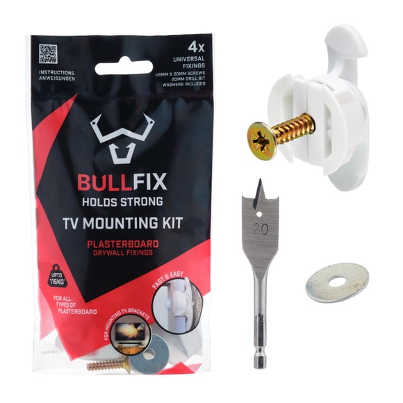 Kit de anclajes para paneles de yeso Bullfix para soporte de TV con tornillos, 255 libras