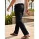 thumbnail image 3 of INSPIRE CHIC Pantalones de Lino Transpirables con Botones y Cintura Ajustable para Hombre, Casuales y Ligeros, Talla 36 Negro, 3 of 6