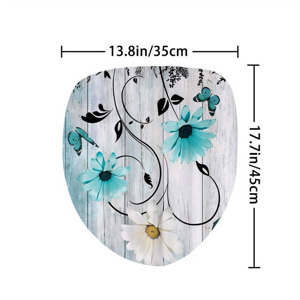 1pc/4pcs Non-Slip Bathroom Rugs and Shower Curtain Set with Flower and Butterfly Pattern and 12 Hooks - U Shaped Toilet Mat and Toilet Cover - Home Decor and Bathroom Accessories