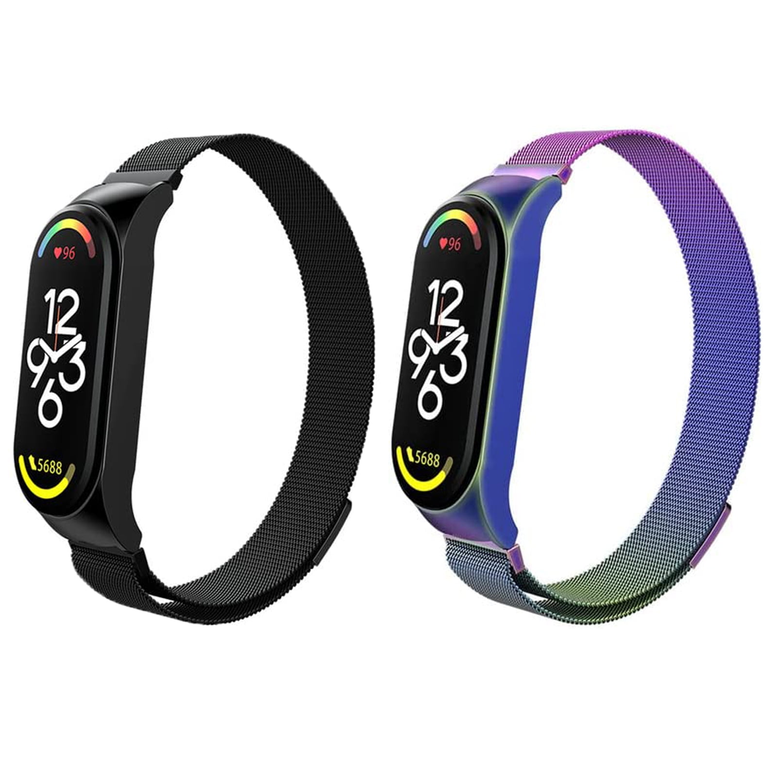 Genérico - Juego De 2 Correas Magnéticas De Metal Para Mi Band 7 6 5 4 3, Pulseras De Reloj Inteligente De Acero Inoxidable Ajustables