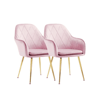 Habita2 Chile - Pack 2 Poltronas Base Dorada Velvet Lux Rosada