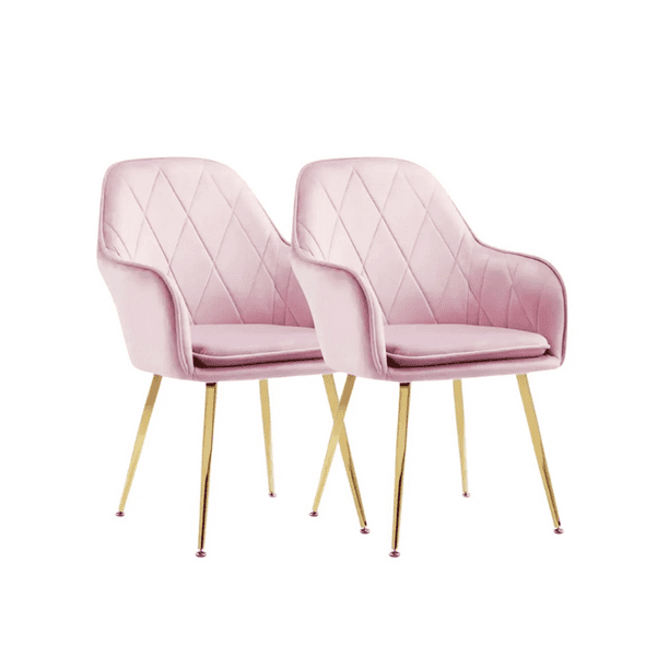 Pack 2 Poltronas Base Dorada Velvet Lux Rosada