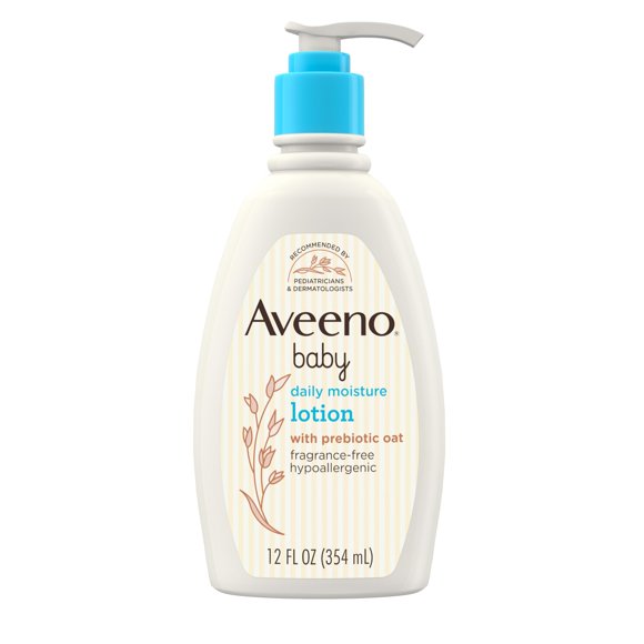 Loción Corporal Hidratante Diaria Aveeno Baby para Piel Sensible, Loción Hipoalergénica con Avena Nutritiva para Hidratar Profundamente la Piel del Bebé, Sin Fragancia, 355 ml