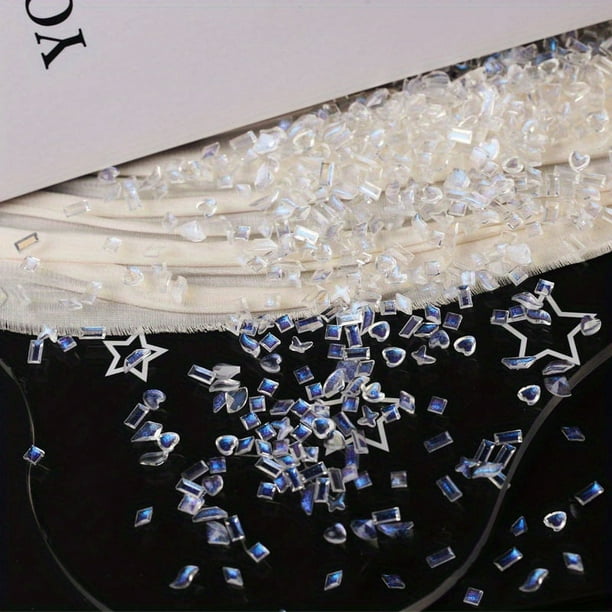 100pcs Aurora Nail Rhinestones - Mixed Shapes Crystal Gems for Nail Art, DIY Crafts, and Jewelry Design - Flatback Rhinestones for Crafts - 3D Charms for Nail Decoration