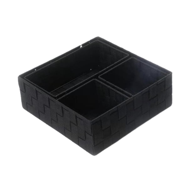Paquete de 4 Cajas de Almacenamiento Tejidas, Contenedores Cúbicos, Organizador Multiusos, Divisor de Cajones, Organizador de Baño para Despensa Y Enc Negro