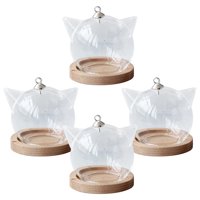 Magideal - Mini Cúpula De Cristal De 4 Piezas, Tarros De Plantas Y Flores Con Tapa, Cúpulas De Cristal Decorativas Para Decoración De Mesa De Fiesta , Base De Madera De Gato