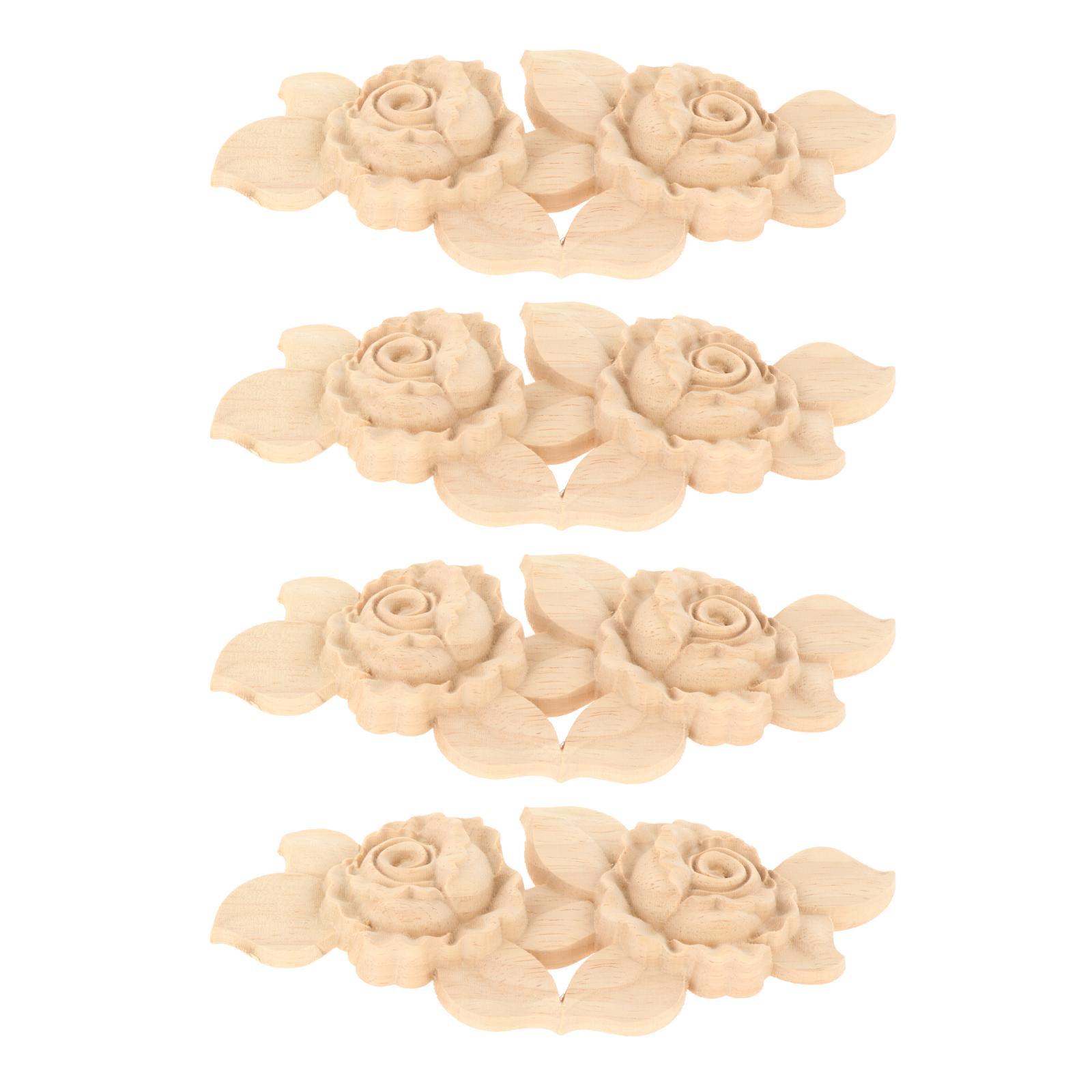 Bothyi - Marco De Madera Tallada Con Apliques Tallado En Madera Para Armario 16X6.5X1.5Cm