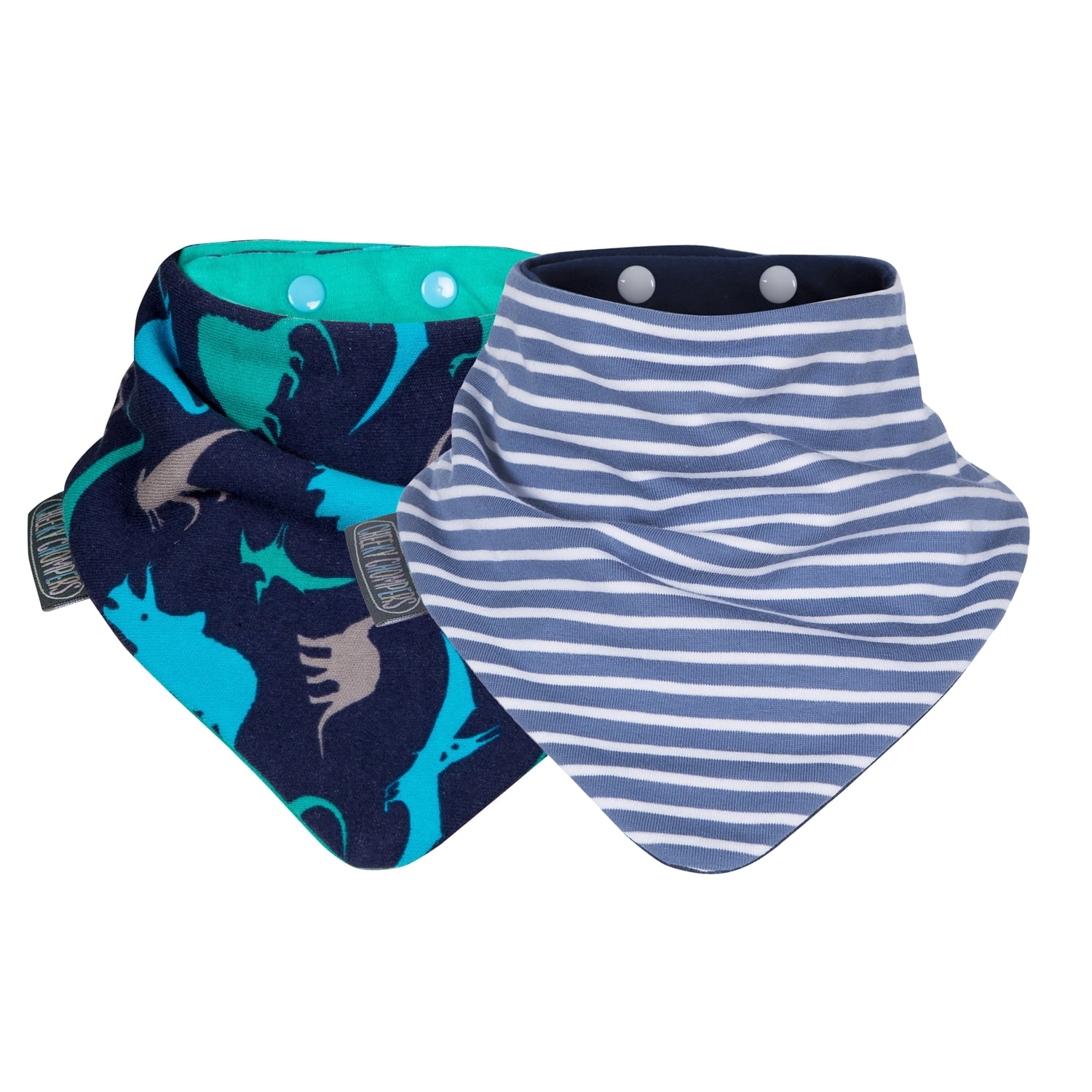 Cheekychompers - Pack Baberos- Stripes & Dino