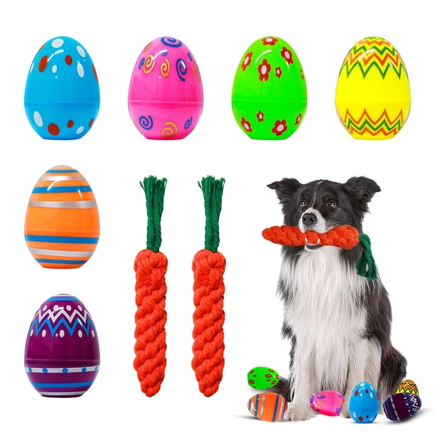 Set de juguetes para perro Eelexa de 8 piezas: cuerdas en forma de zanahoria y huevos olfativos