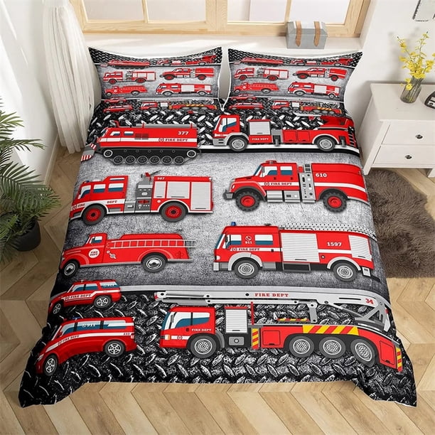 Firefighter Truck Red Firemen Car Bedding Sets exquisite bed supplies set duvet cover bed comforter set luxury birthday gift