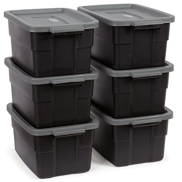 Bolso Rubbermaid con cuello rugoso, 11.4 L, paquete de 6 unidades, negro y gris