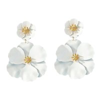 Magideal - Pendientes Colgantes De Flores, Pendientes De Pétalos Florales, Pendientes Colgantes Para Vacaciones, Mujeres, Niñas, Joyería Del Día De San Valentín, Blanco