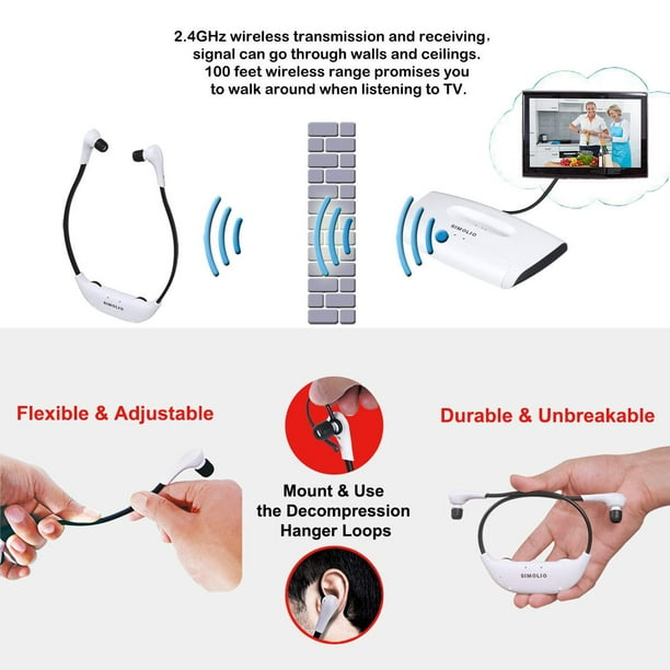 Simolio Cascos Inalambricos Para Tele Simolio Auriculares Con