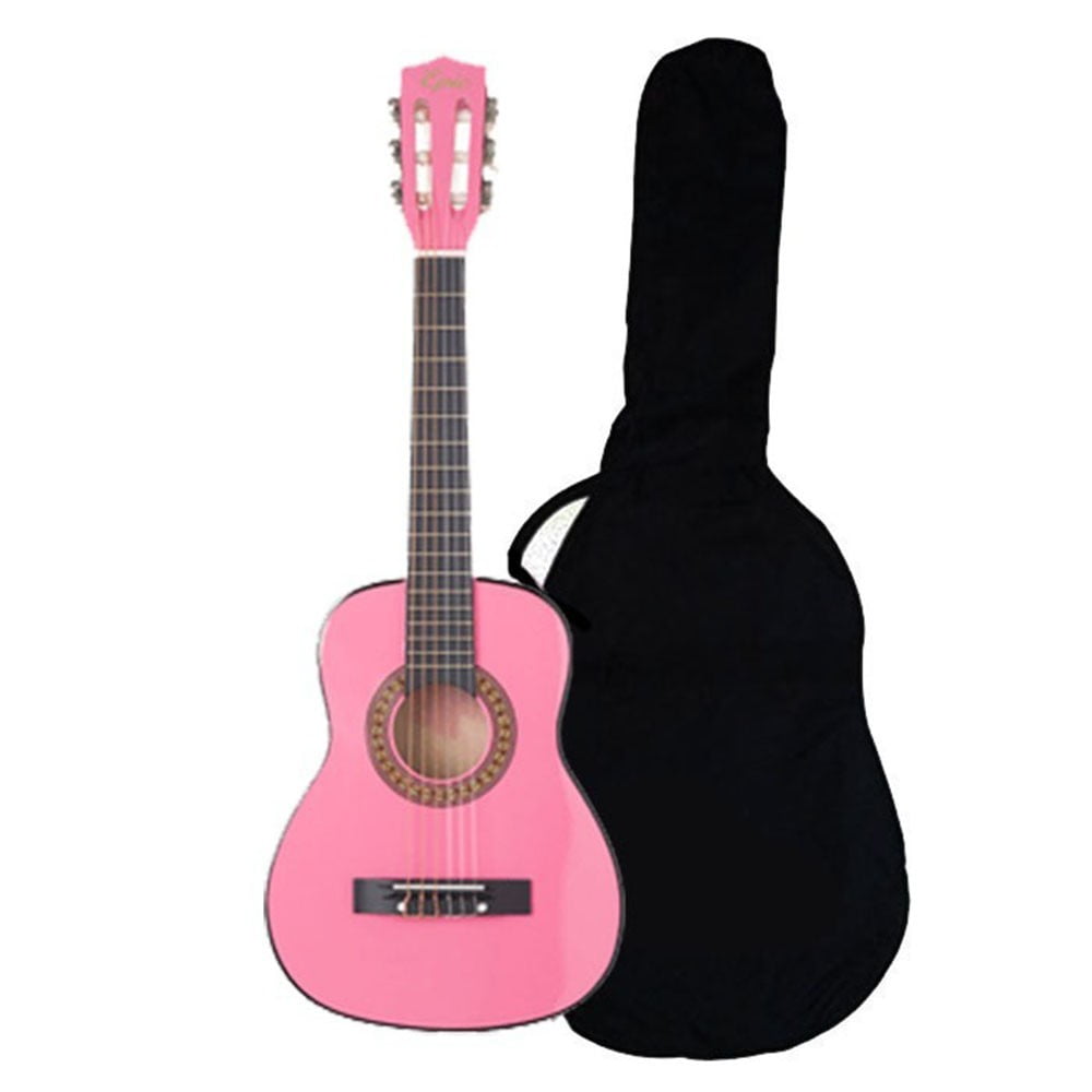 Guitarra Clásica Acústica Niña Rosada 30 Pulgadas Alaguez Con Funda