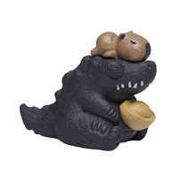 Magideal - Crocodilo Mascota De Té Escultura Animal Estatua Adorno Mesa Hecho De Arcilla Púrpura Función Artesanal Adecuado Para Regalo Decoración Del Hogar
