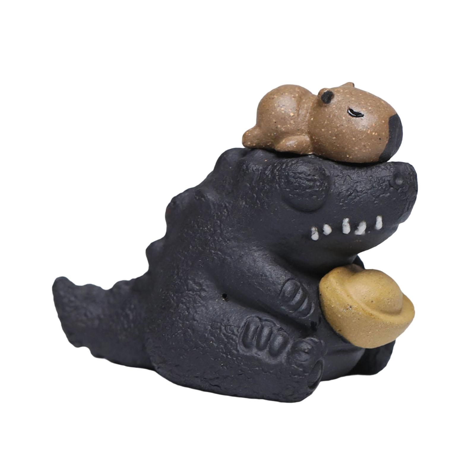 Magideal - Crocodilo Mascota De Té Escultura Animal Estatua Adorno Mesa Hecho De Arcilla Púrpura Función Artesanal Adecuado Para Regalo Decoración Del Hogar
