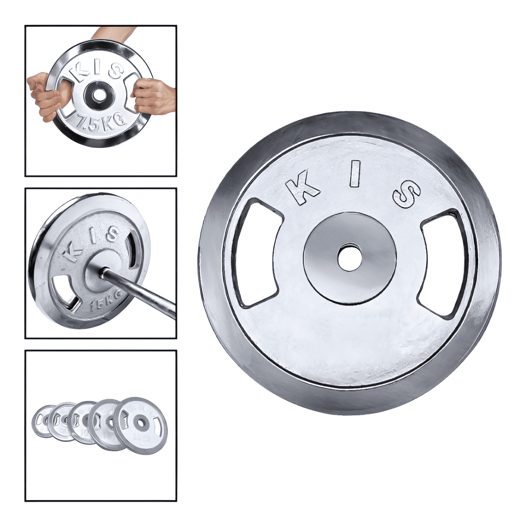 Homebrandt - Disco Preolímpico 10kg Cromado Pesas Profesional Con Agarres