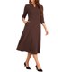 thumbnail image 4 of INSPIRE CHIC Vestido de Trabajo para Mujer Línea A 3/4 Mangas Elegante Vestido Midi Marrón Oscuro XL, 4 of 6
