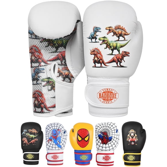 Guantes de Boxeo Twister Juvenil 6oz Dinosaurio Blanco