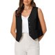 thumbnail image 1 of INSPIRE CHIC Chaleco de Lino sin Mangas para Mujer con Botones, Escote en V, Formal para Trabajo, Talla L, Negro, 1 of 5
