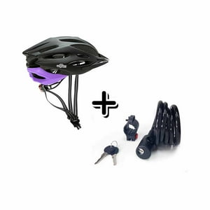 Onwheels - Casco Sport Negro Morado Para Bicicleta + Cadena