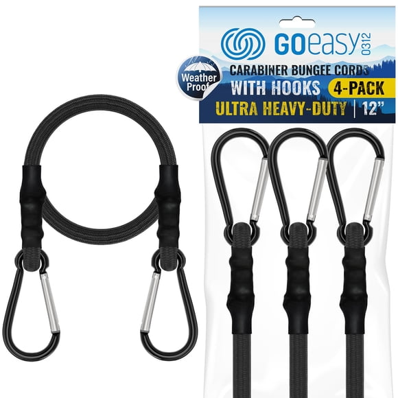 Cordones elásticos GOEASY0312 con ganchos mosquetón 12" 90 kg 4 unidades