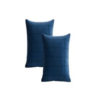 Genérico - Set De 2 Fundas De Cojin Terciopelo Grid 45X45 Azul