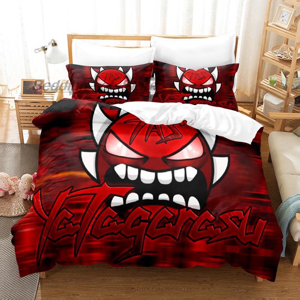 Angry Geometry Dash Bedding Set Bed Set Aldult Kid Bedroom Duvetcover Sets