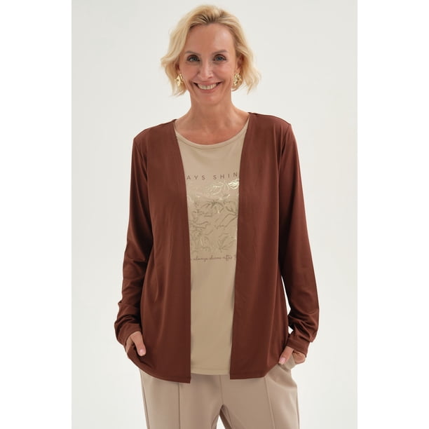 Polera Mujer Tapado Print Posicional Café Claro